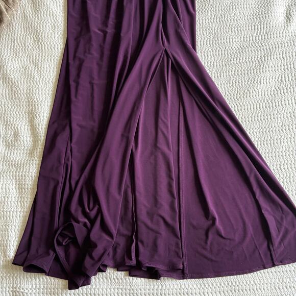 NWT Alex Evenings Dress Maxi 16 Purple Aubergine Cowl Pleat Mother of the Bride - Picture 12 of 16